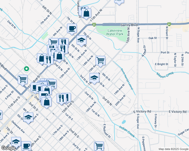 map of restaurants, bars, coffee shops, grocery stores, and more near 419 16th Avenue North in Nampa