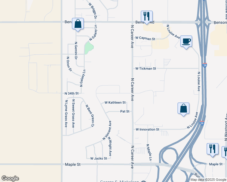 map of restaurants, bars, coffee shops, grocery stores, and more near 4420 West 35th Street North in Sioux Falls