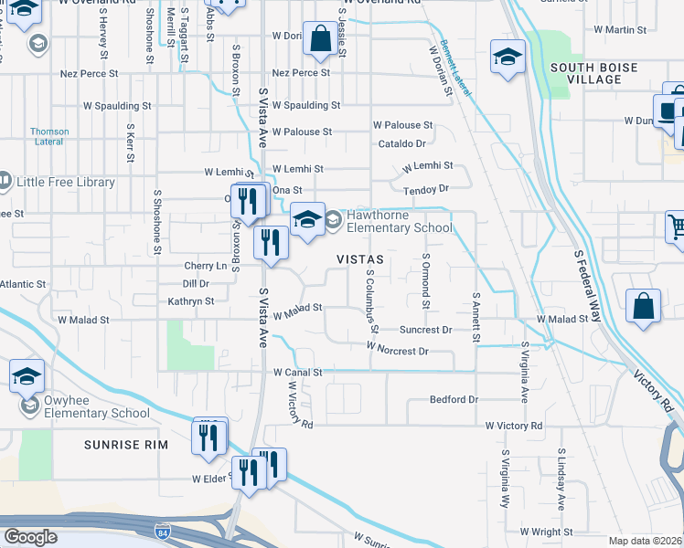 map of restaurants, bars, coffee shops, grocery stores, and more near in Boise