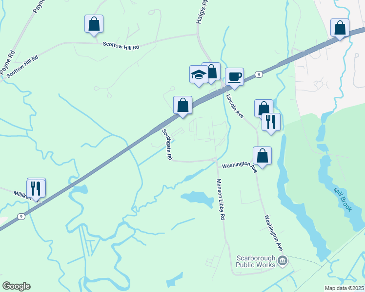 map of restaurants, bars, coffee shops, grocery stores, and more near 10 Southgate Road in Scarborough