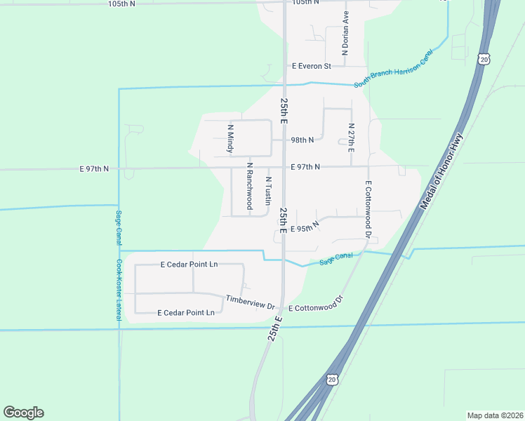 map of restaurants, bars, coffee shops, grocery stores, and more near 9520 North Ranchwood in Idaho Falls
