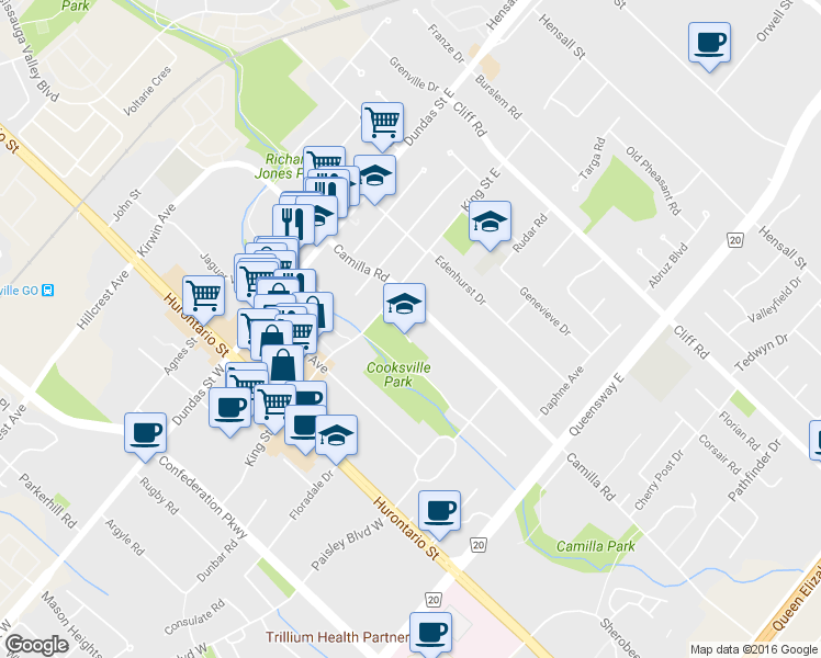 map of restaurants, bars, coffee shops, grocery stores, and more near 2487 Catherine Jean Lane in Mississauga