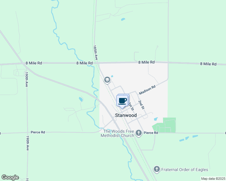 map of restaurants, bars, coffee shops, grocery stores, and more near 156 Front Street in Stanwood