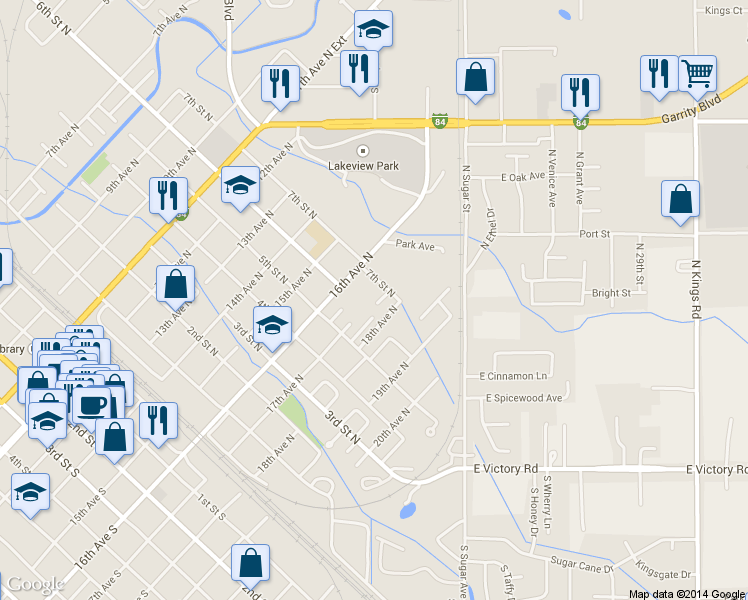 map of restaurants, bars, coffee shops, grocery stores, and more near 527 17th Ave N in Nampa