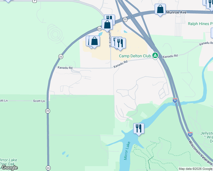 map of restaurants, bars, coffee shops, grocery stores, and more near in Lake Delton