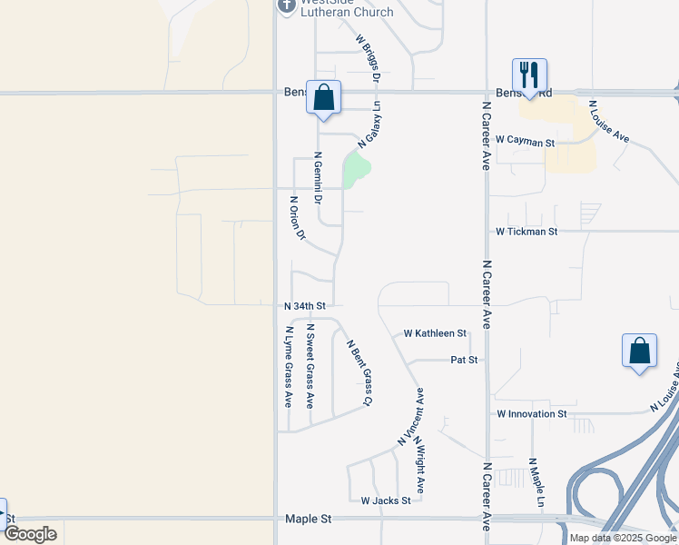 map of restaurants, bars, coffee shops, grocery stores, and more near 3300 North Galaxy Lane in Sioux Falls