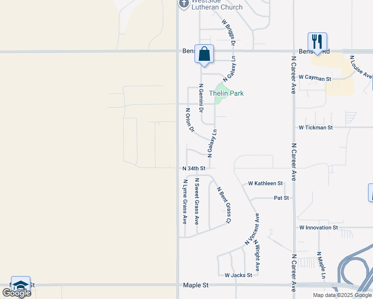 map of restaurants, bars, coffee shops, grocery stores, and more near N Aurora Ave in Sioux Falls