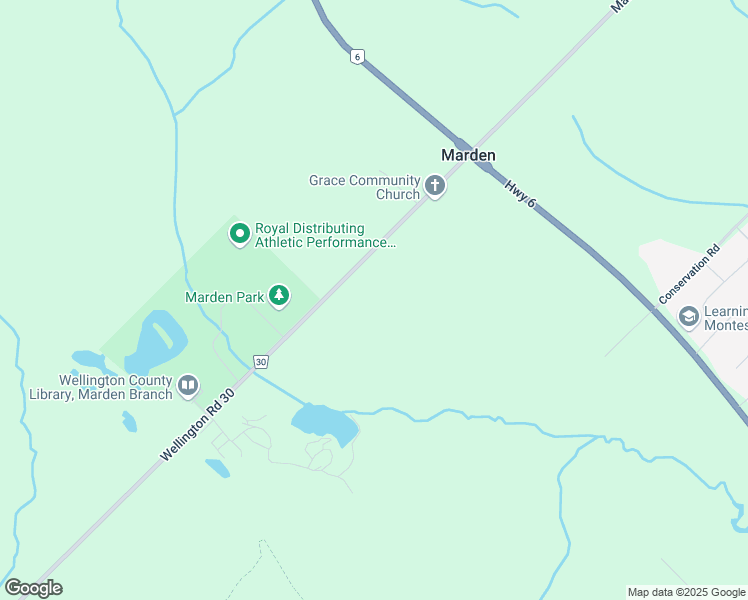 map of restaurants, bars, coffee shops, grocery stores, and more near 7444 Marden Road in Guelph