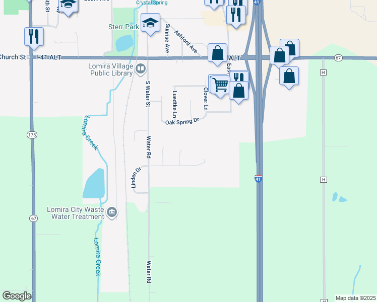 map of restaurants, bars, coffee shops, grocery stores, and more near 200 Park Lane in Lomira