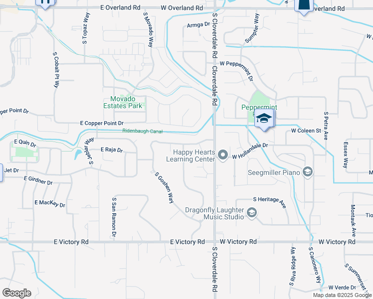 map of restaurants, bars, coffee shops, grocery stores, and more near 2622 South Mayflower Way in Boise