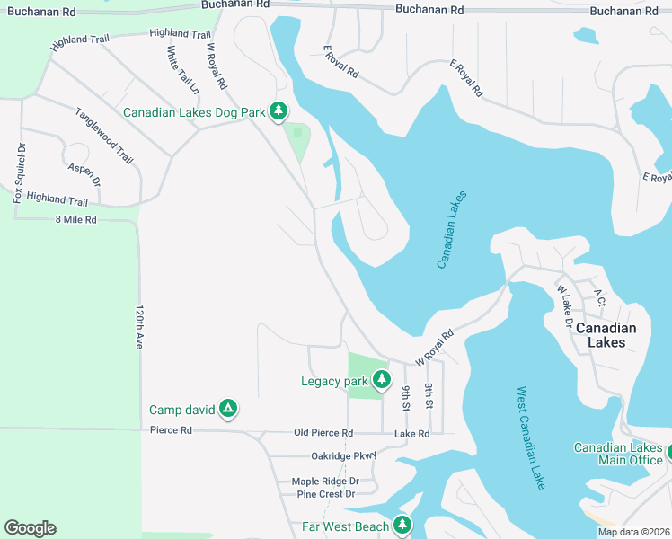 map of restaurants, bars, coffee shops, grocery stores, and more near 8180 West Royal Road in Stanwood