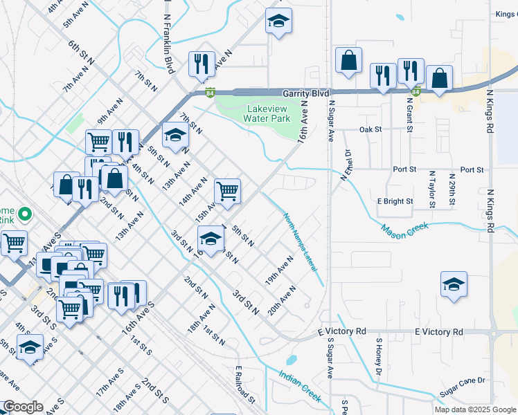 map of restaurants, bars, coffee shops, grocery stores, and more near 527 17th Avenue North in Nampa
