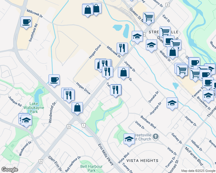 map of restaurants, bars, coffee shops, grocery stores, and more near 2270 Britannia Road West in Mississauga