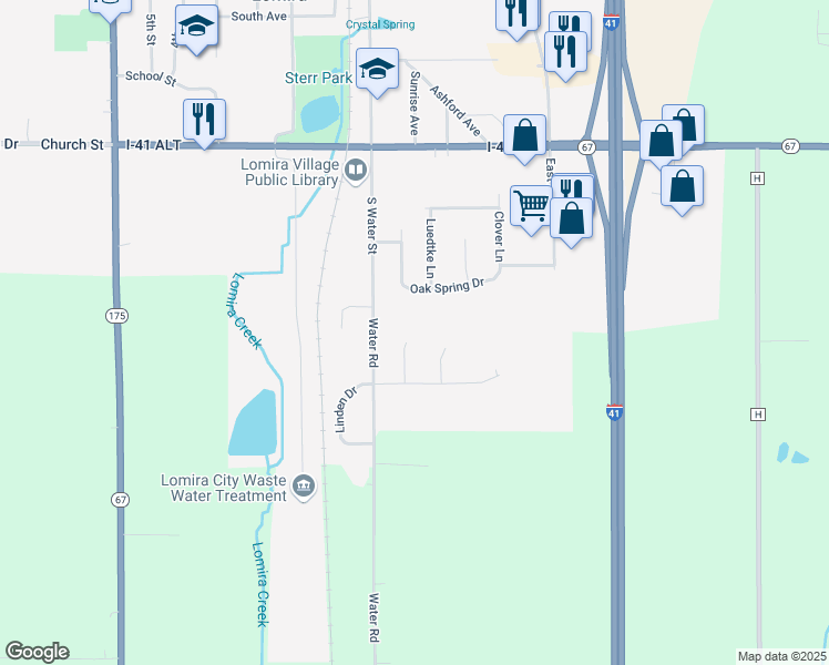 map of restaurants, bars, coffee shops, grocery stores, and more near 529 Oak Spring Drive in Lomira