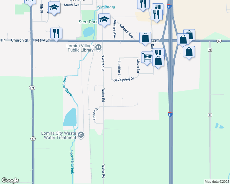 map of restaurants, bars, coffee shops, grocery stores, and more near 240 Linden Court in Lomira