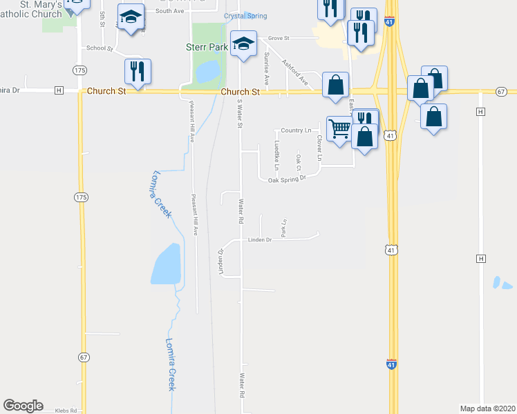 map of restaurants, bars, coffee shops, grocery stores, and more near 245 Linden Court in Lomira