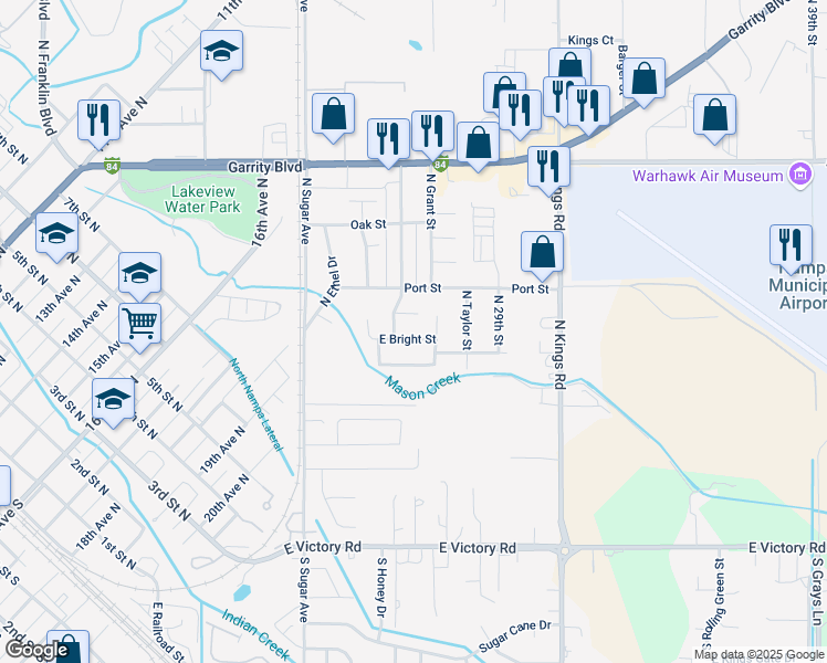 map of restaurants, bars, coffee shops, grocery stores, and more near 91 Central Grant Avenue in Nampa