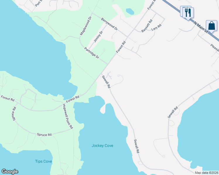 map of restaurants, bars, coffee shops, grocery stores, and more near 1 Sewall Road in Wolfeboro