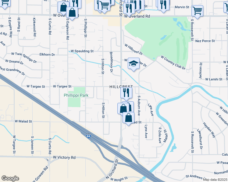 map of restaurants, bars, coffee shops, grocery stores, and more near in Boise