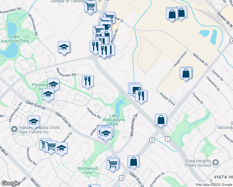 map of restaurants, bars, coffee shops, grocery stores, and more near 2458 Cobbinshaw Circle in Mississauga