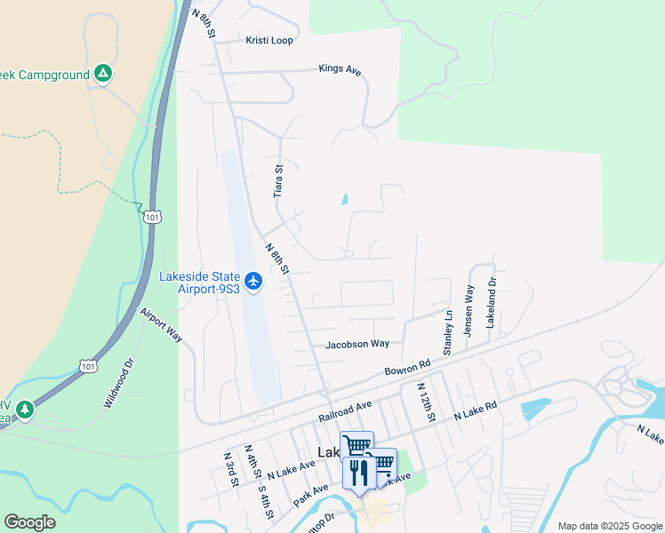 map of restaurants, bars, coffee shops, grocery stores, and more near 450 Tiara Street in Lakeside