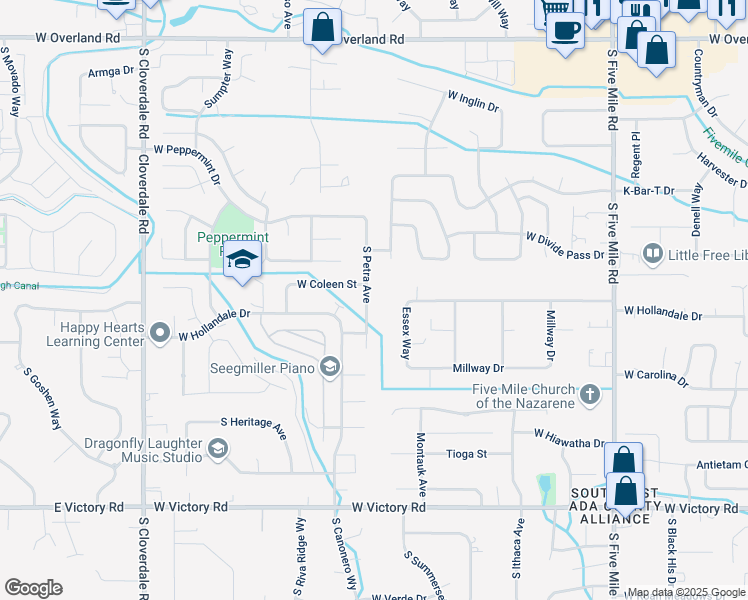 map of restaurants, bars, coffee shops, grocery stores, and more near 11483 West Coleen Street in Boise