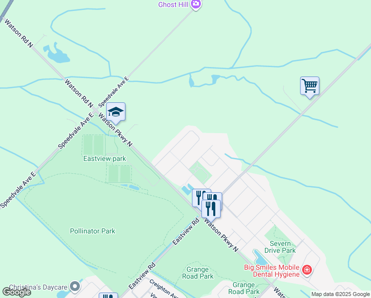 map of restaurants, bars, coffee shops, grocery stores, and more near 70 Couling Crescent in Guelph