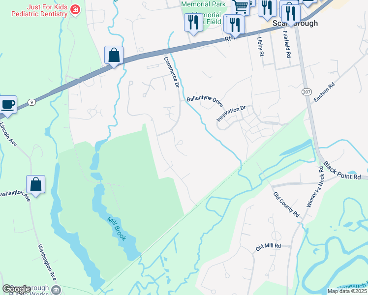 map of restaurants, bars, coffee shops, grocery stores, and more near 600 Commerce Drive in Scarborough