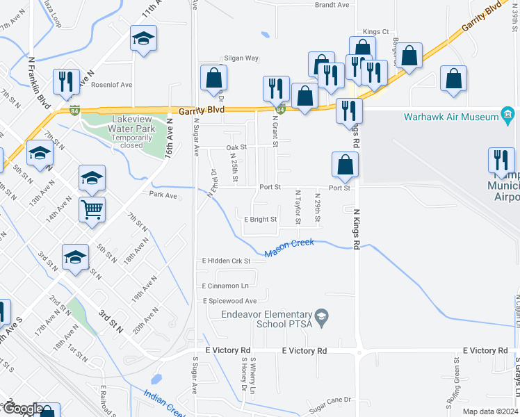map of restaurants, bars, coffee shops, grocery stores, and more near 2607 Berlin Place in Nampa