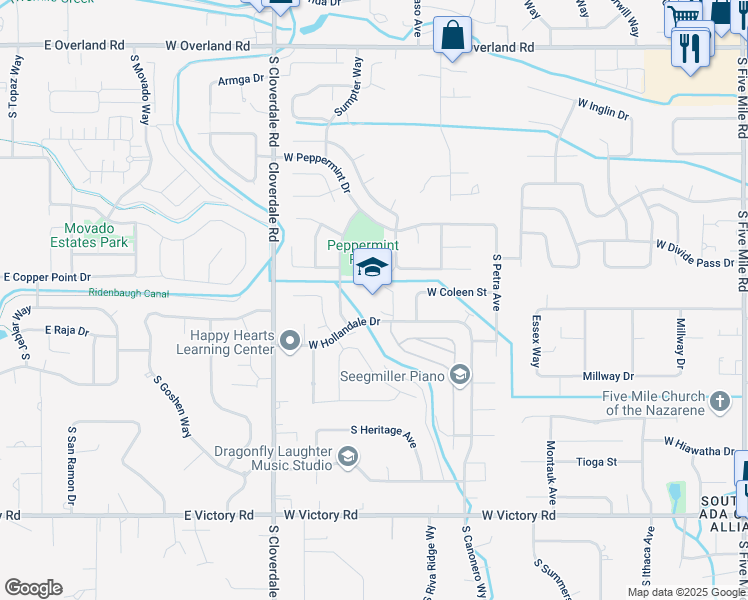map of restaurants, bars, coffee shops, grocery stores, and more near 2252 South Sumpter Way in Boise