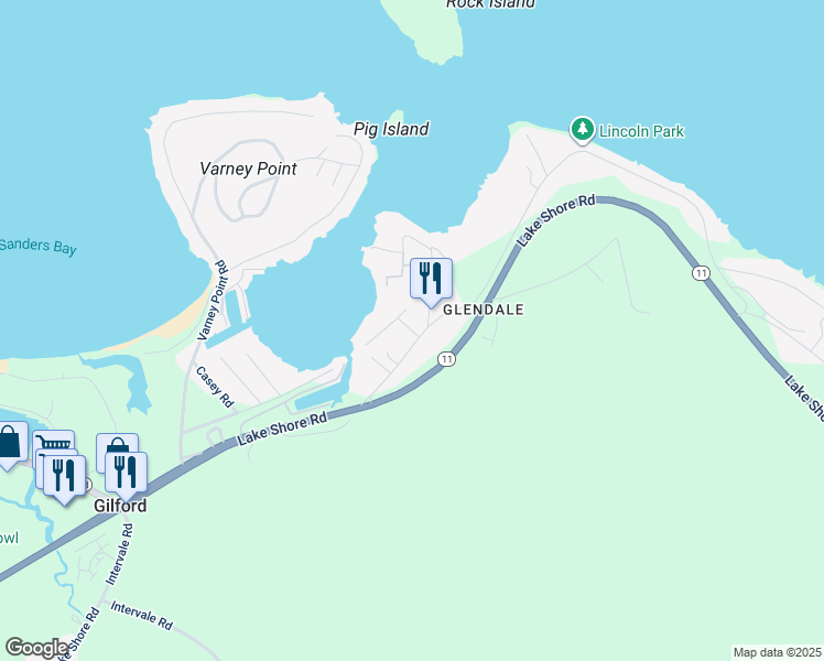 map of restaurants, bars, coffee shops, grocery stores, and more near 23 Smith Cove Road in Gilford