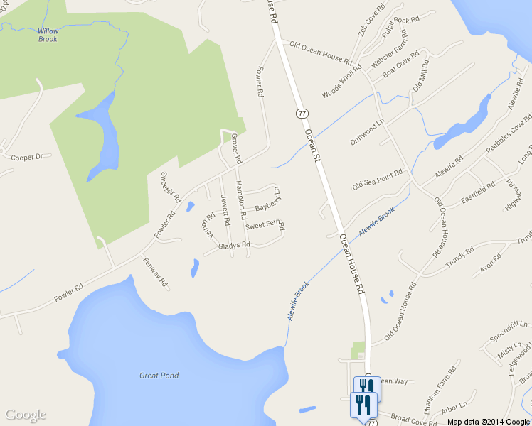 map of restaurants, bars, coffee shops, grocery stores, and more near 3 Bayberry Lane in Cape Elizabeth