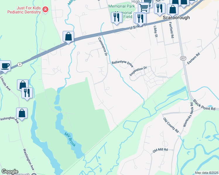 map of restaurants, bars, coffee shops, grocery stores, and more near 600 Commerce Drive in Scarborough