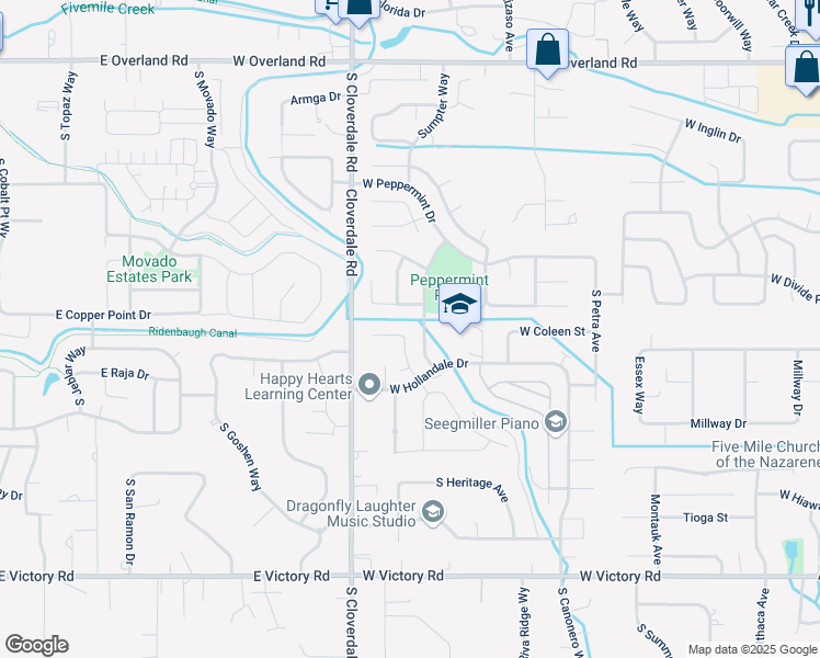 map of restaurants, bars, coffee shops, grocery stores, and more near 2222 South Rushmore Way in Boise
