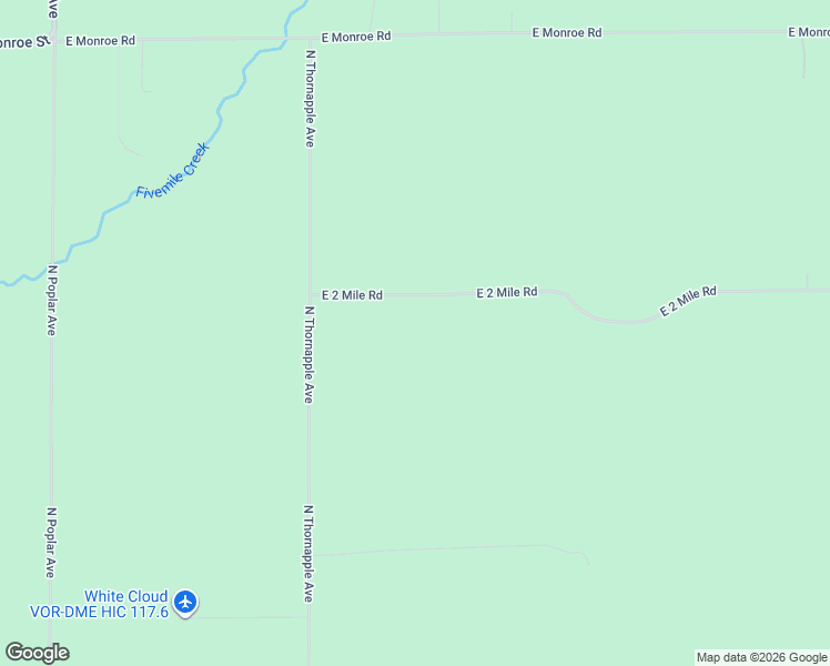 map of restaurants, bars, coffee shops, grocery stores, and more near 3784 East 2 Mile Road in White Cloud