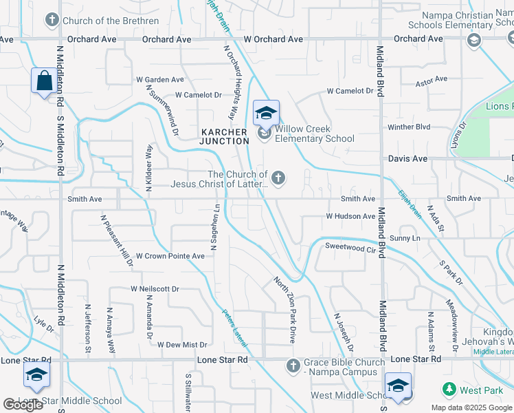 map of restaurants, bars, coffee shops, grocery stores, and more near 1523 Smith Avenue in Nampa