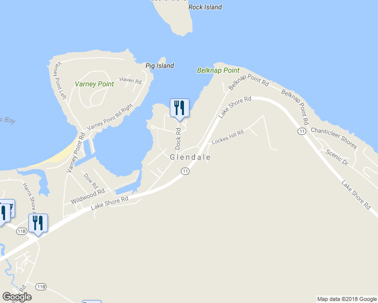 map of restaurants, bars, coffee shops, grocery stores, and more near 41 Glendale Place in Gilford