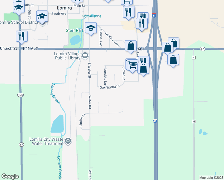 map of restaurants, bars, coffee shops, grocery stores, and more near 479 Oak Spring Dr in Lomira