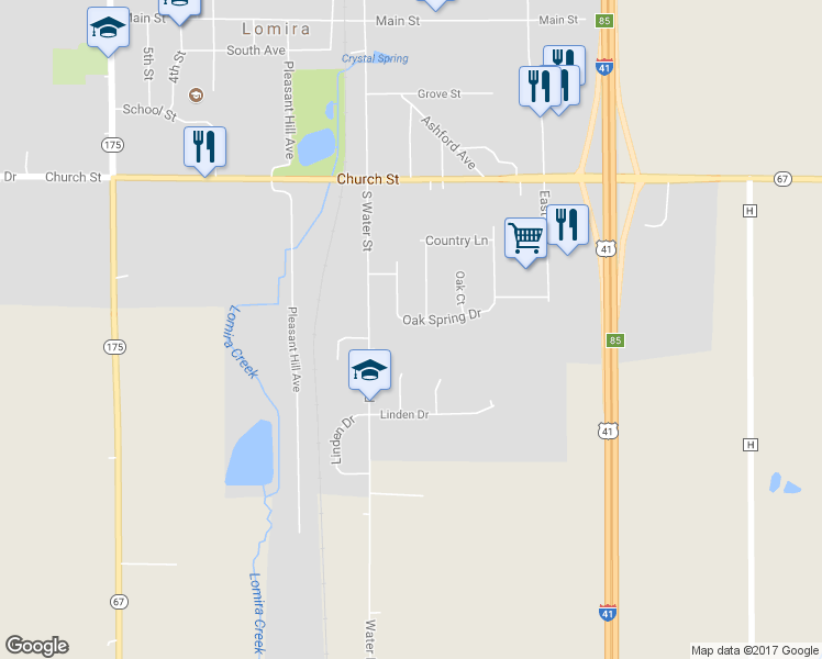 map of restaurants, bars, coffee shops, grocery stores, and more near 529 Oak Spring Drive in Lomira