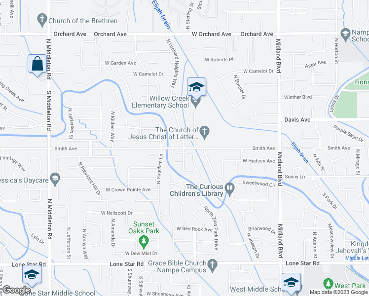 map of restaurants, bars, coffee shops, grocery stores, and more near 1699 Smith Avenue in Nampa