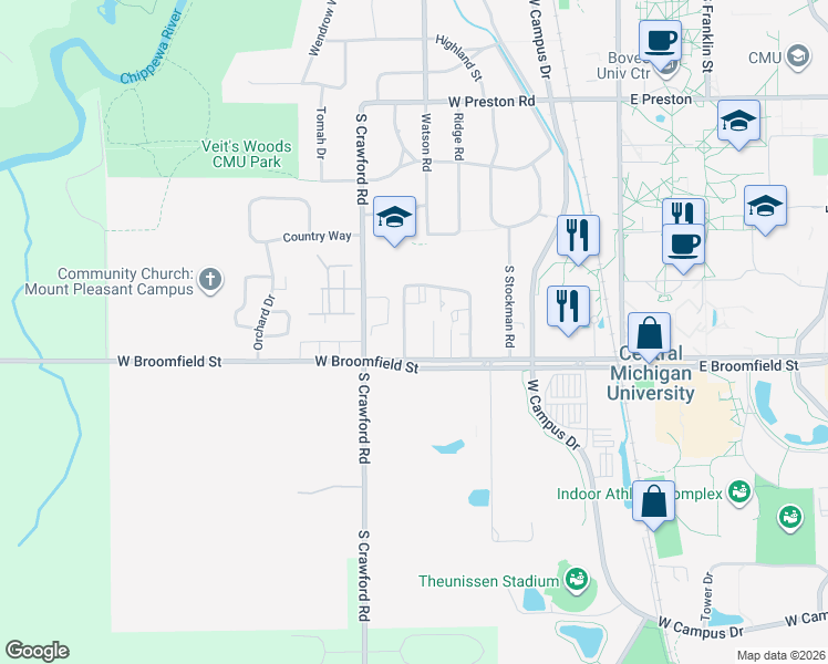 map of restaurants, bars, coffee shops, grocery stores, and more near 1917 Deming Drive in Mount Pleasant