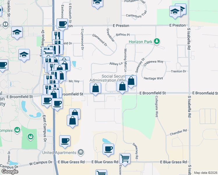 map of restaurants, bars, coffee shops, grocery stores, and more near 17 Kensington Circle in Mount Pleasant