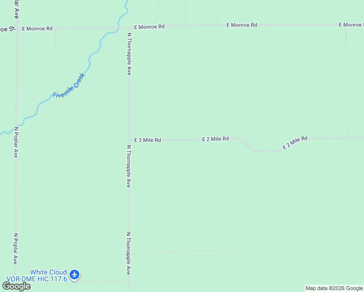 map of restaurants, bars, coffee shops, grocery stores, and more near 3784 East 2 Mile Road in White Cloud