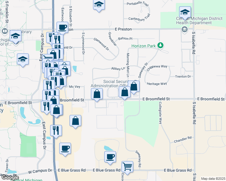 map of restaurants, bars, coffee shops, grocery stores, and more near 17 Kensington Circle in Mount Pleasant