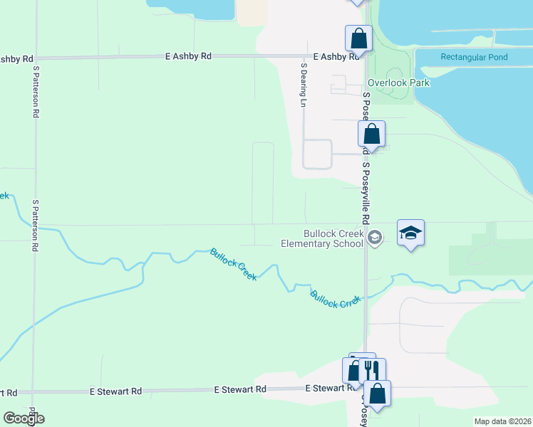 map of restaurants, bars, coffee shops, grocery stores, and more near 2857 East Miller Road in Midland