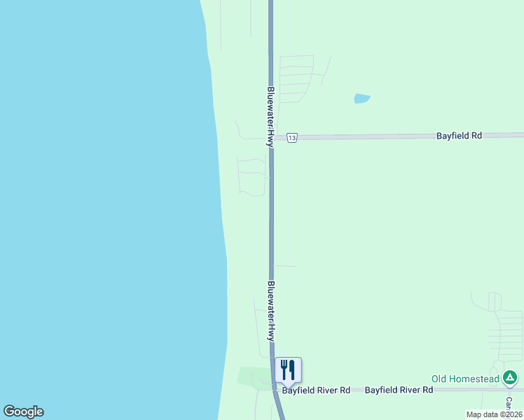 map of restaurants, bars, coffee shops, grocery stores, and more near 77183 Bluewater Highway in Huron County