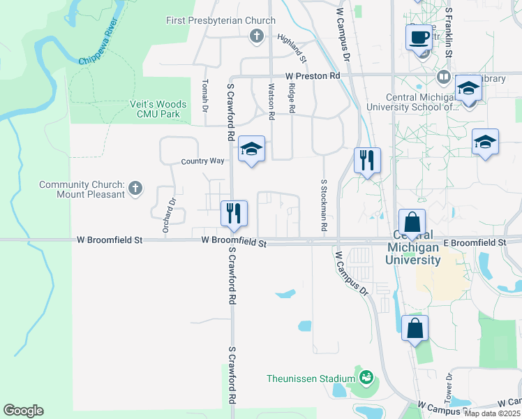 map of restaurants, bars, coffee shops, grocery stores, and more near 1808 Deming Drive in Mount Pleasant