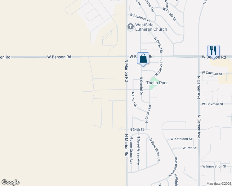 map of restaurants, bars, coffee shops, grocery stores, and more near 3435-3553 North Marion Road in Sioux Falls