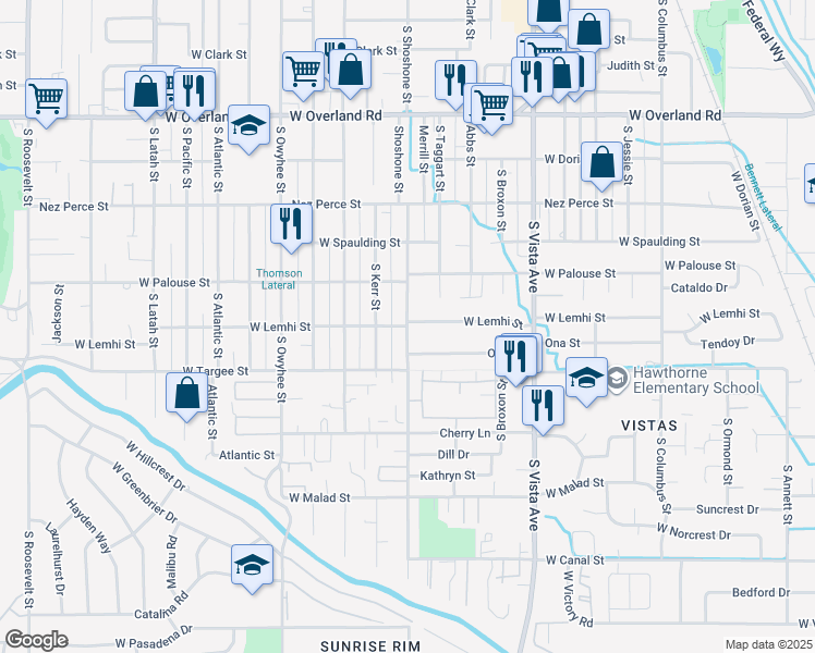 map of restaurants, bars, coffee shops, grocery stores, and more near 3000 Lemhi Street in Boise