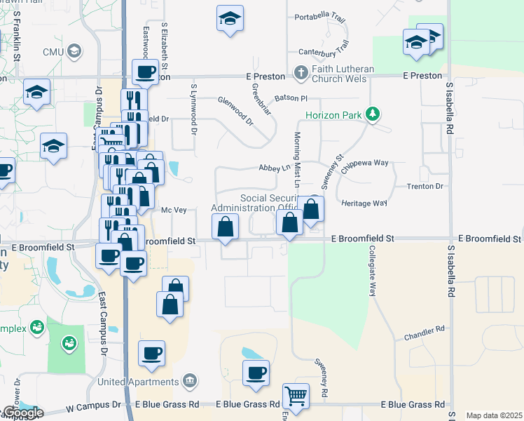 map of restaurants, bars, coffee shops, grocery stores, and more near 17 Kensington Circle in Mount Pleasant